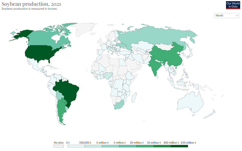 Sản lượng đậu tương trên toàn cầu 