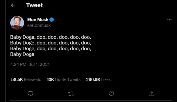 Dòng Tweet mà Elon Musk nhắc đến BabyDoge