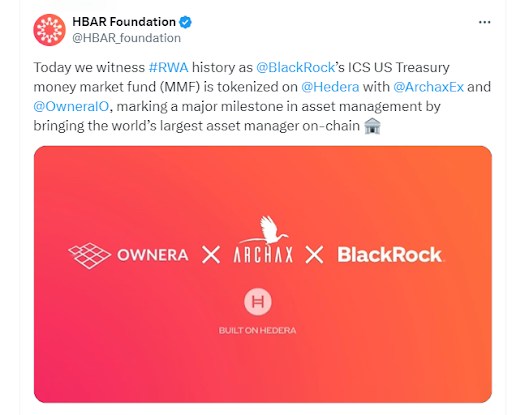 HBAR基金會發佈的推文