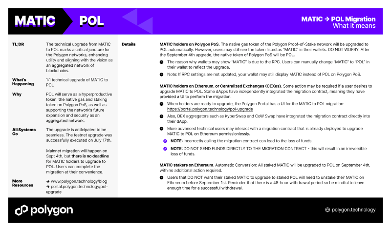 การอัปเกรดจาก Matic เป็น POL 