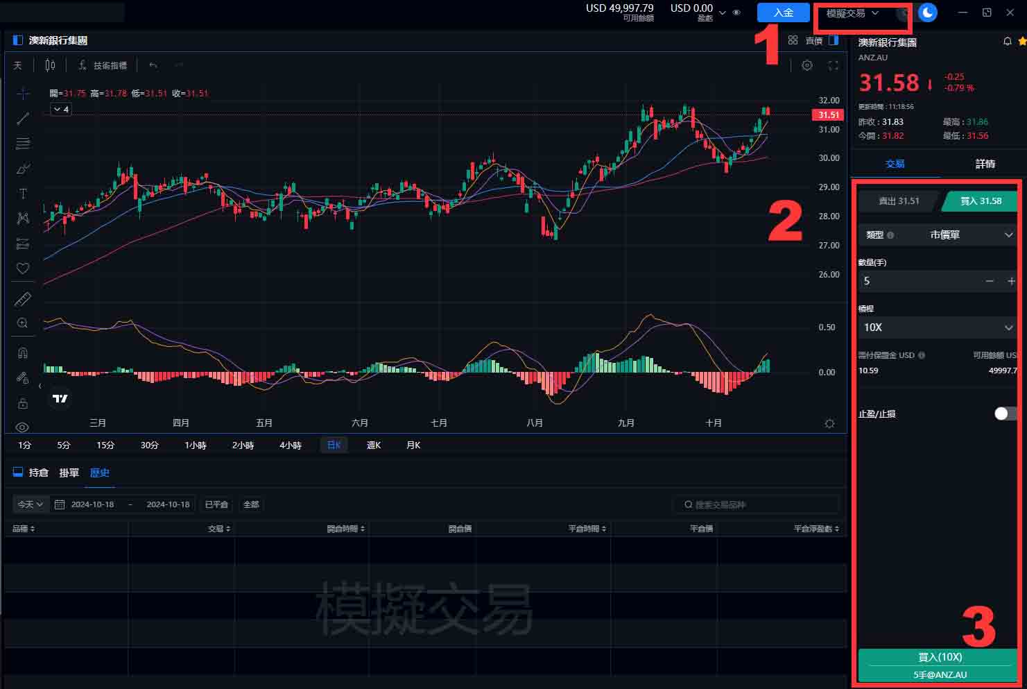 Mitrade股票模擬操作指南