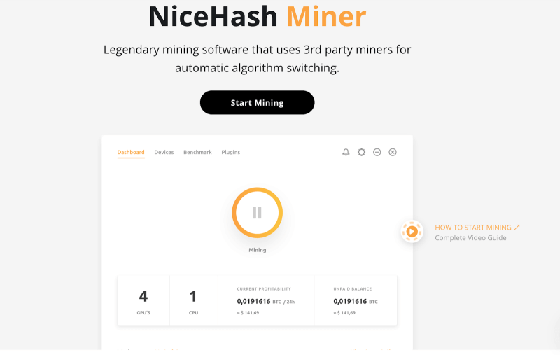 โปรแกรมขุด Bitcoin ฟรี:NiceHash Miner