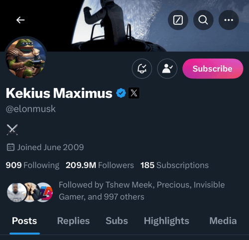 Elon Musk เปลี่ยนชื่อบน X เป็น Kekius Maximus ชั่วคราว