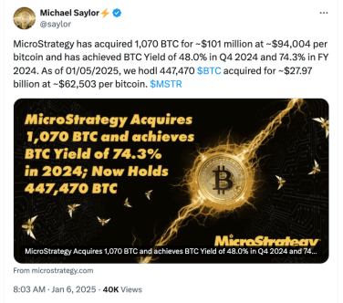 Michael Saylor ประกาศซื้อ Bitcoin เพิ่มอย่างต่อเนื่อง