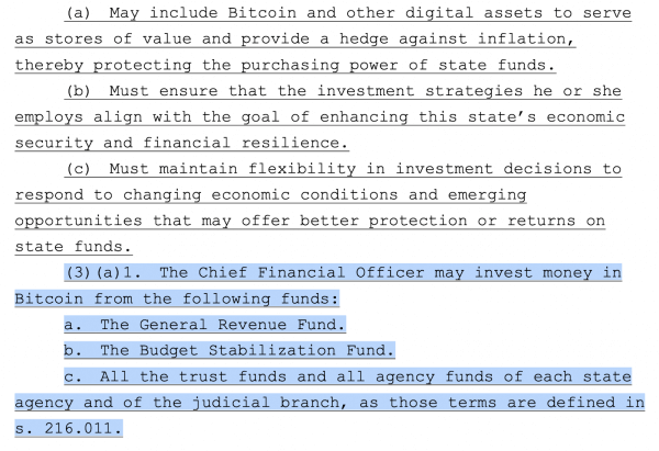 Gruters แนะนำให้สิทธิ์ในการลงทุน Bitcoin ในกองทุนต่างๆ ในรัฐฟลอริดา